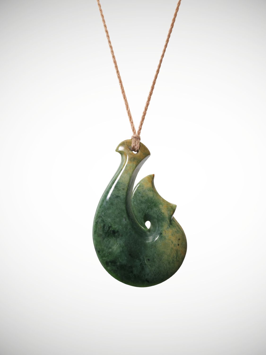 Moko Pounamu Hei Matau (Hook) Genuine NZ Kahotea Greenstone - Puketihi Moko Pounamu Hei Matau (Hook) Genuine NZ Kahotea Greenstone - Puketihi