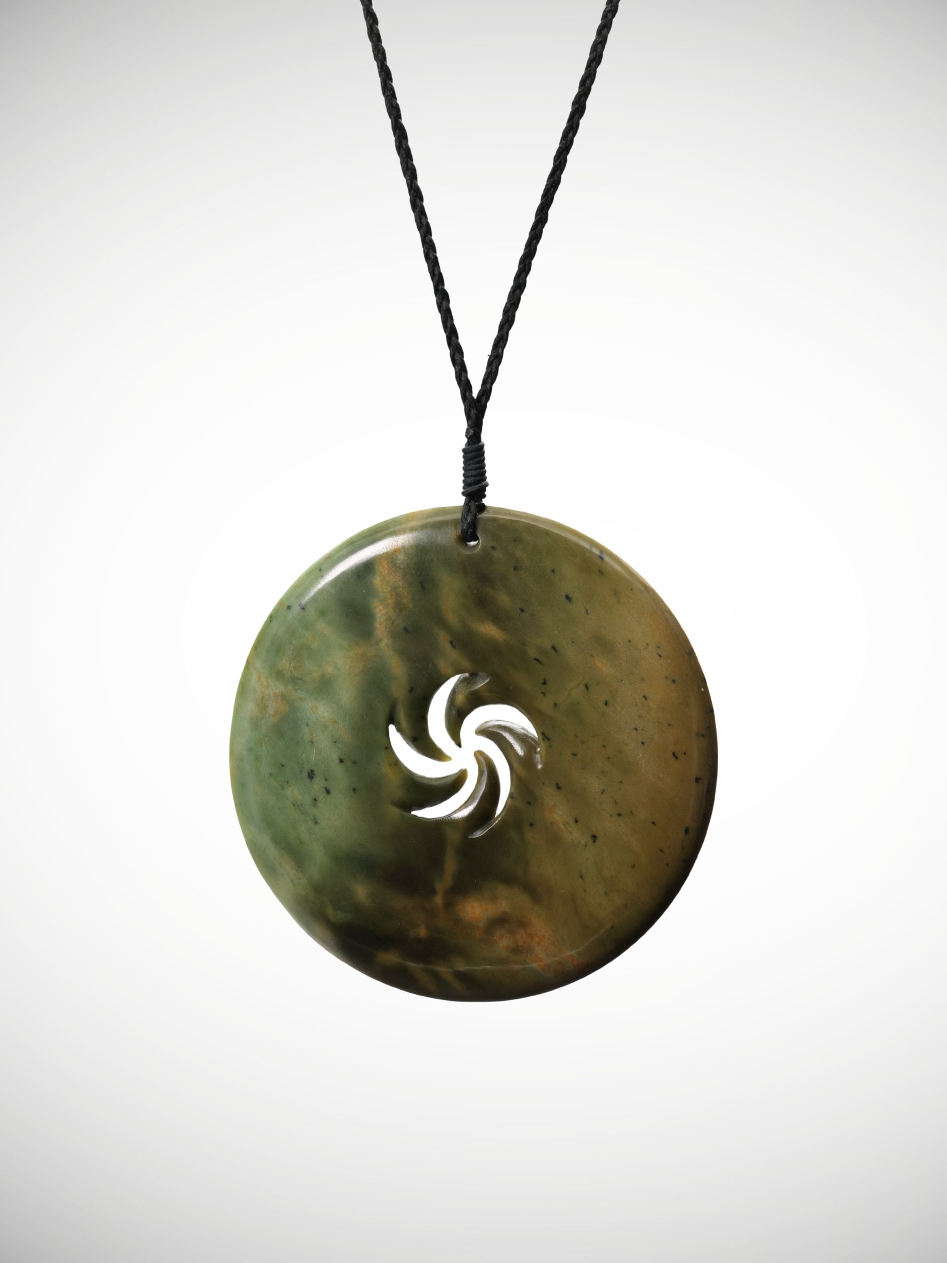Moko Pounamu Quintuple Koru NZ Genuine Kahotea Greenstone - Puketiro