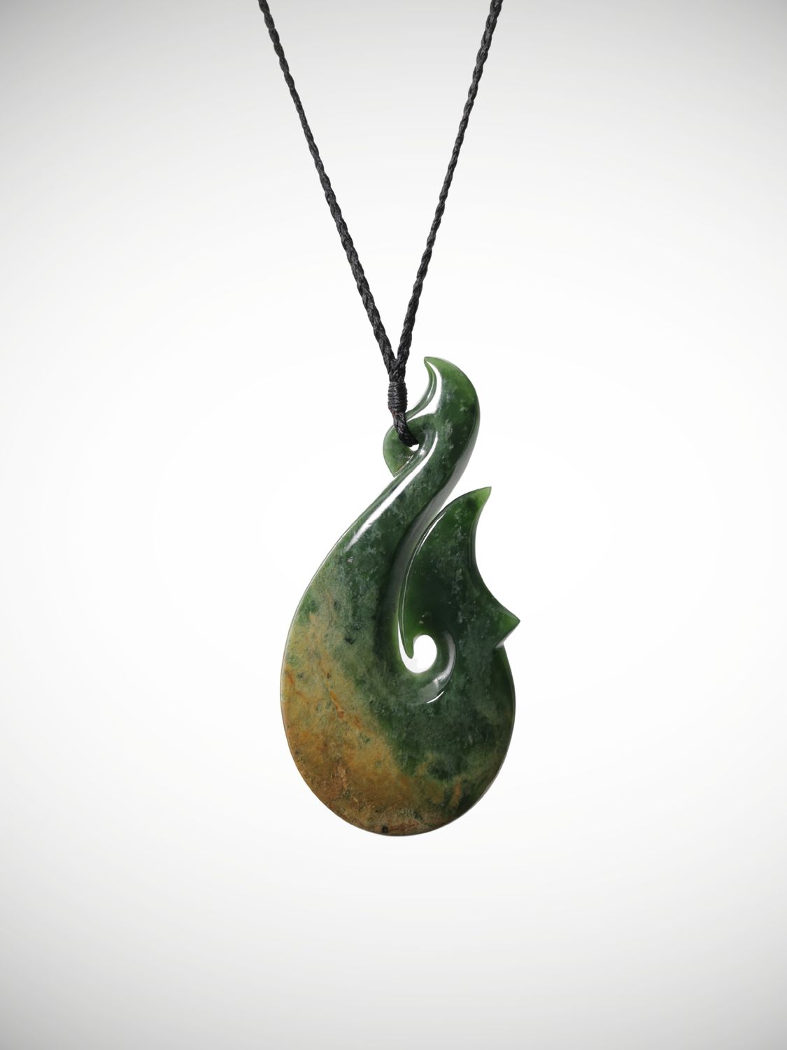 Moko Pounamu Hei Matau (Hook) Genuine NZ Kahurangi Greenstone - Omana Moko Pounamu Hei Matau (Hook) Genuine NZ Kahurangi Greenstone - Omana