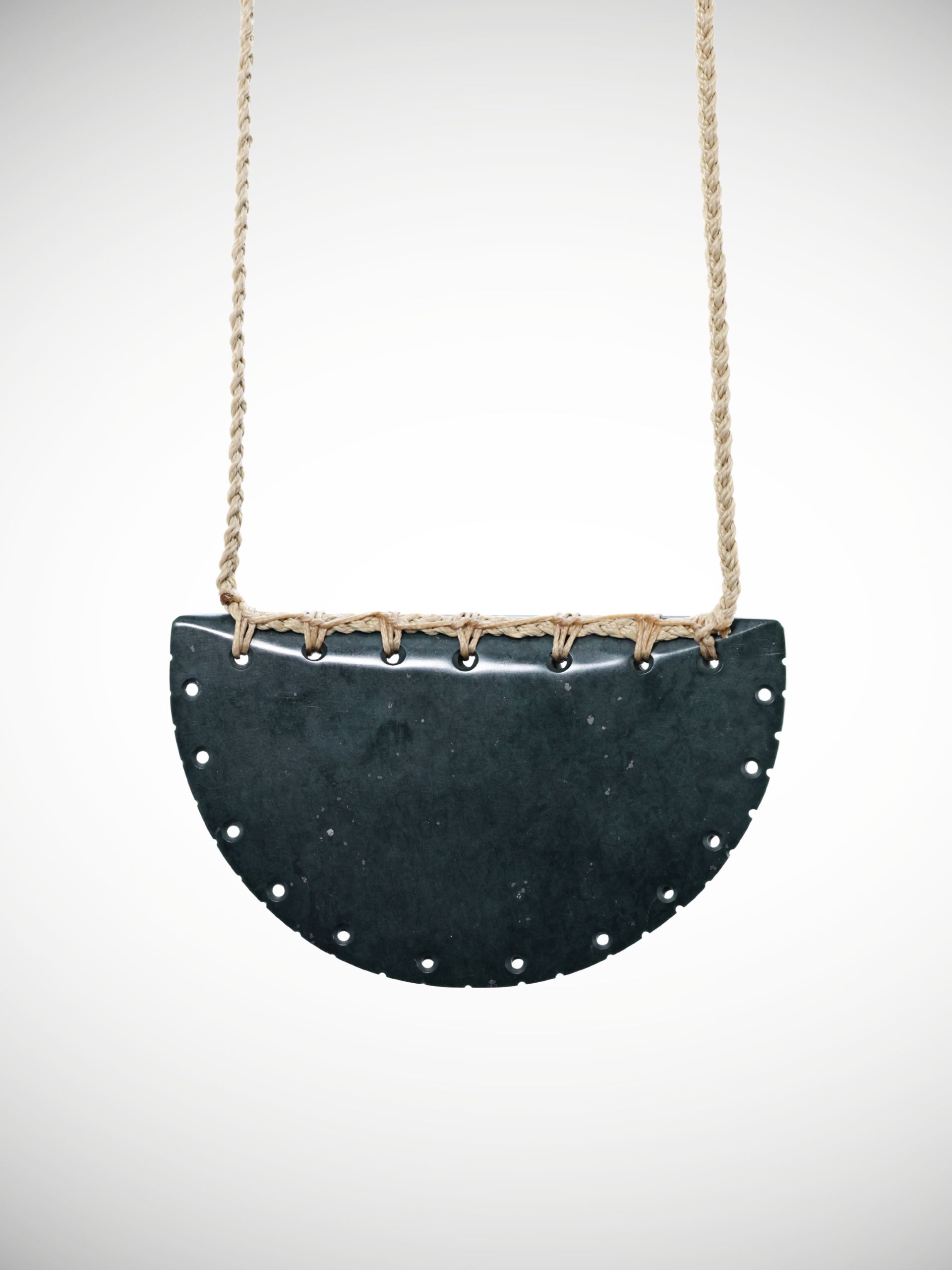 Moko Pounamu Notched Kouma (Breastplate ) Genuine NZ Tangiwai Greenstone - Mangonui