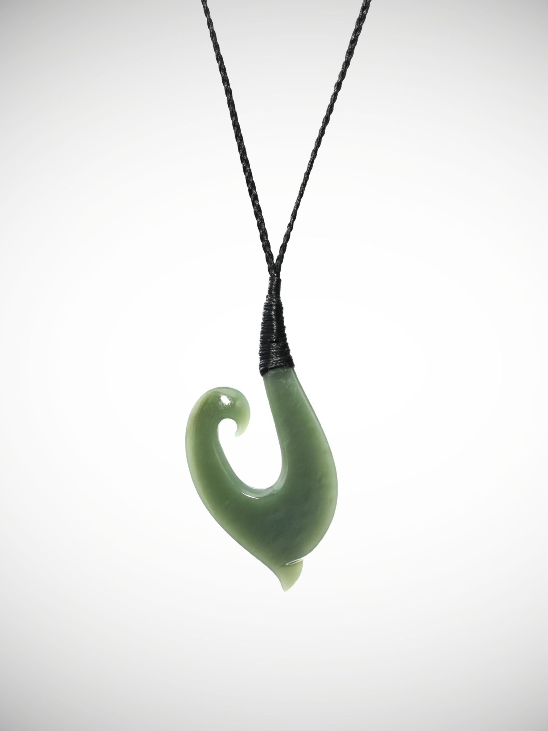 Moko Pounamu Hei Matau (Hook) NZ Genuine Inanga Greenstone - Maraetai