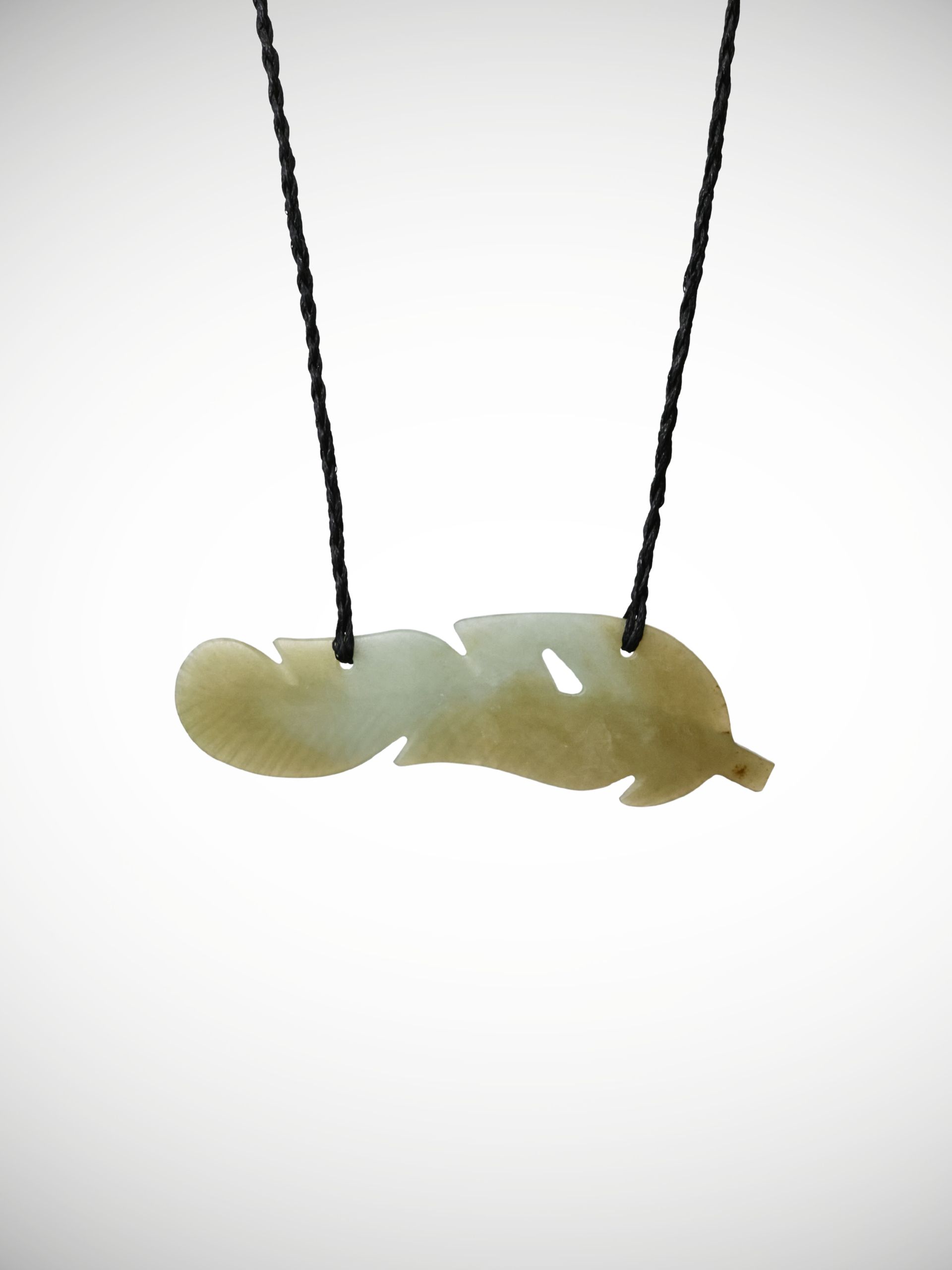 Moko Pounamu Huru (Feather) Contemporary Design Genuine NZ Inanga Greenstone - Opaki