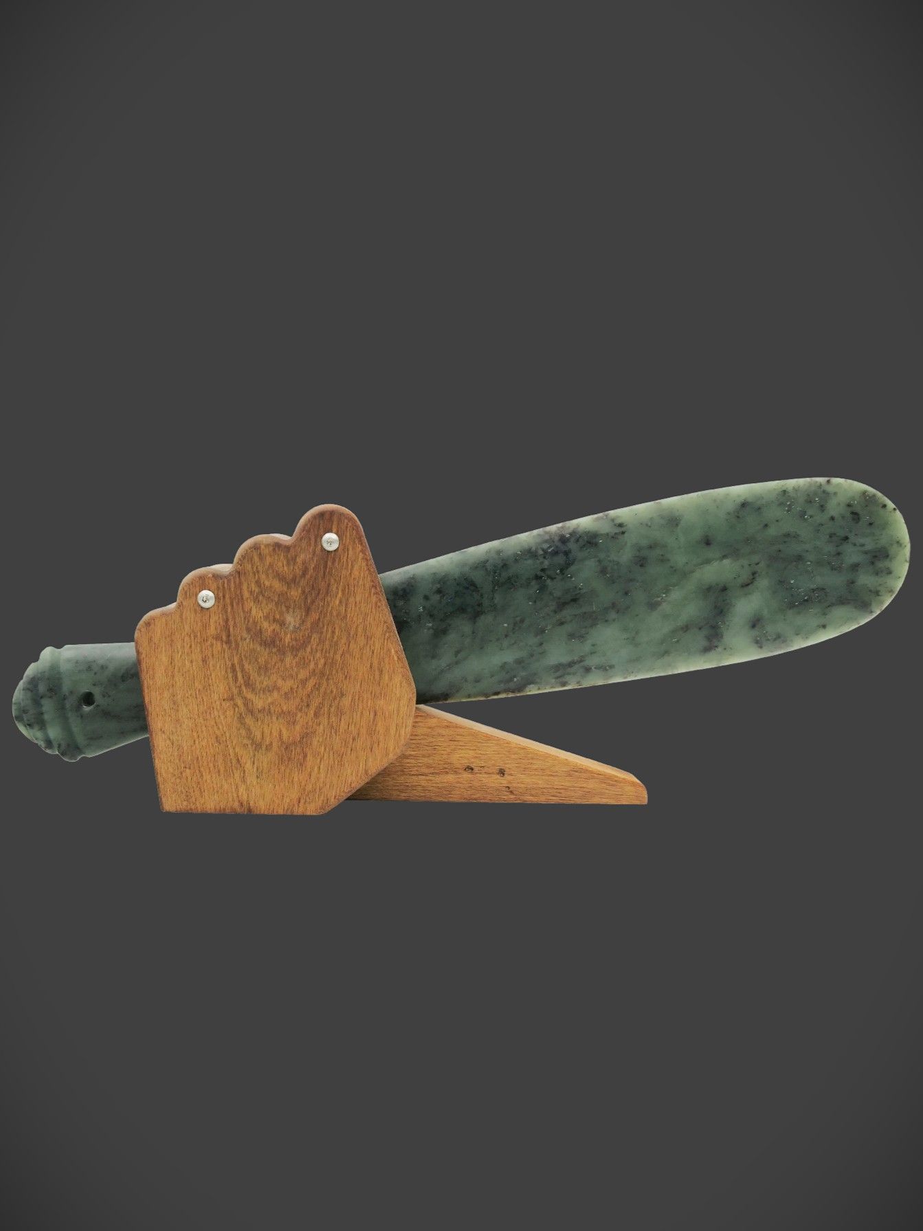Moko Pounamu Mere NZ Genuine Inanga Totoweka Greenstone - Te Paruparu