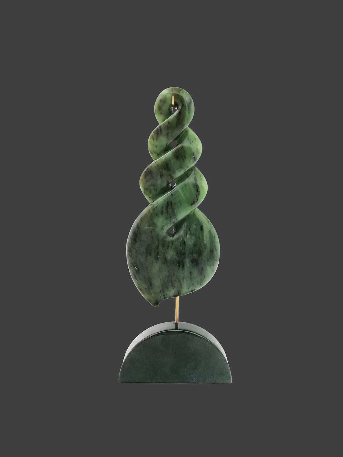 Moko Pounamu Triple Pikorua NZ Genuine Kawakawa Greenstone - Parangi
