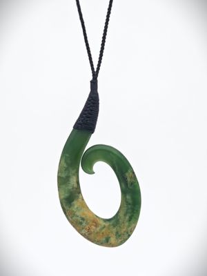 Moko Pounamu Contemporary Hei Matau NZ Genuine Marsden Flower Greenstone - Mangotahi