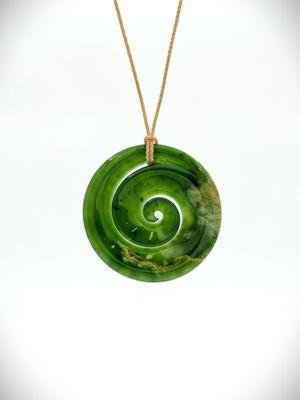 Moko Pounamu Koru Genuine NZ Kahurangi Greenstone - Waitewhena