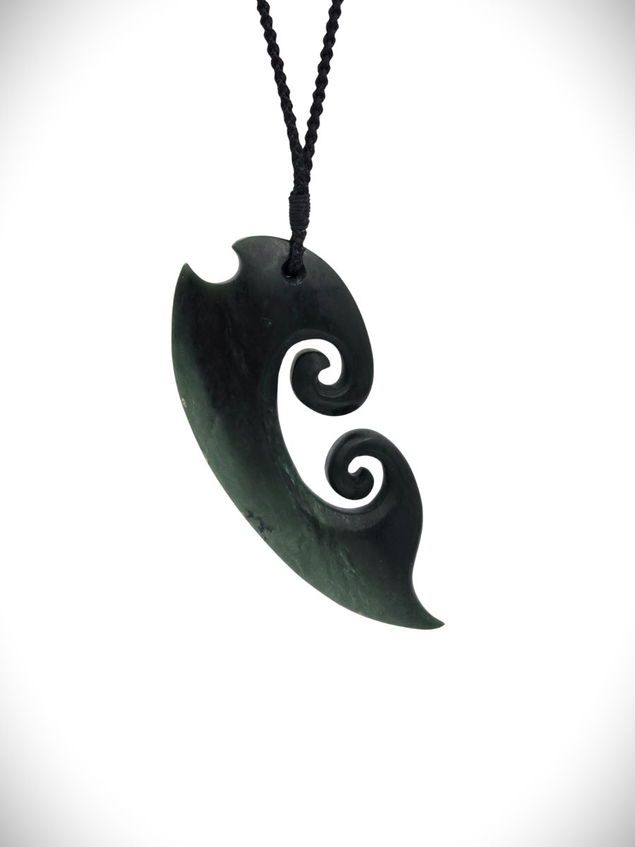 Moko Pounamu Contemporary NZ Genuine Kawakawa Greenstone - Mokai