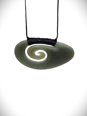 Moko Pounamu Koru Genuine NZ Inanga Greenstone - Retaruke