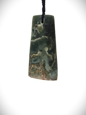 Moko Pounamu Angled Toki NZ Genuine Inanga Flower Greenstone - Manutahi
