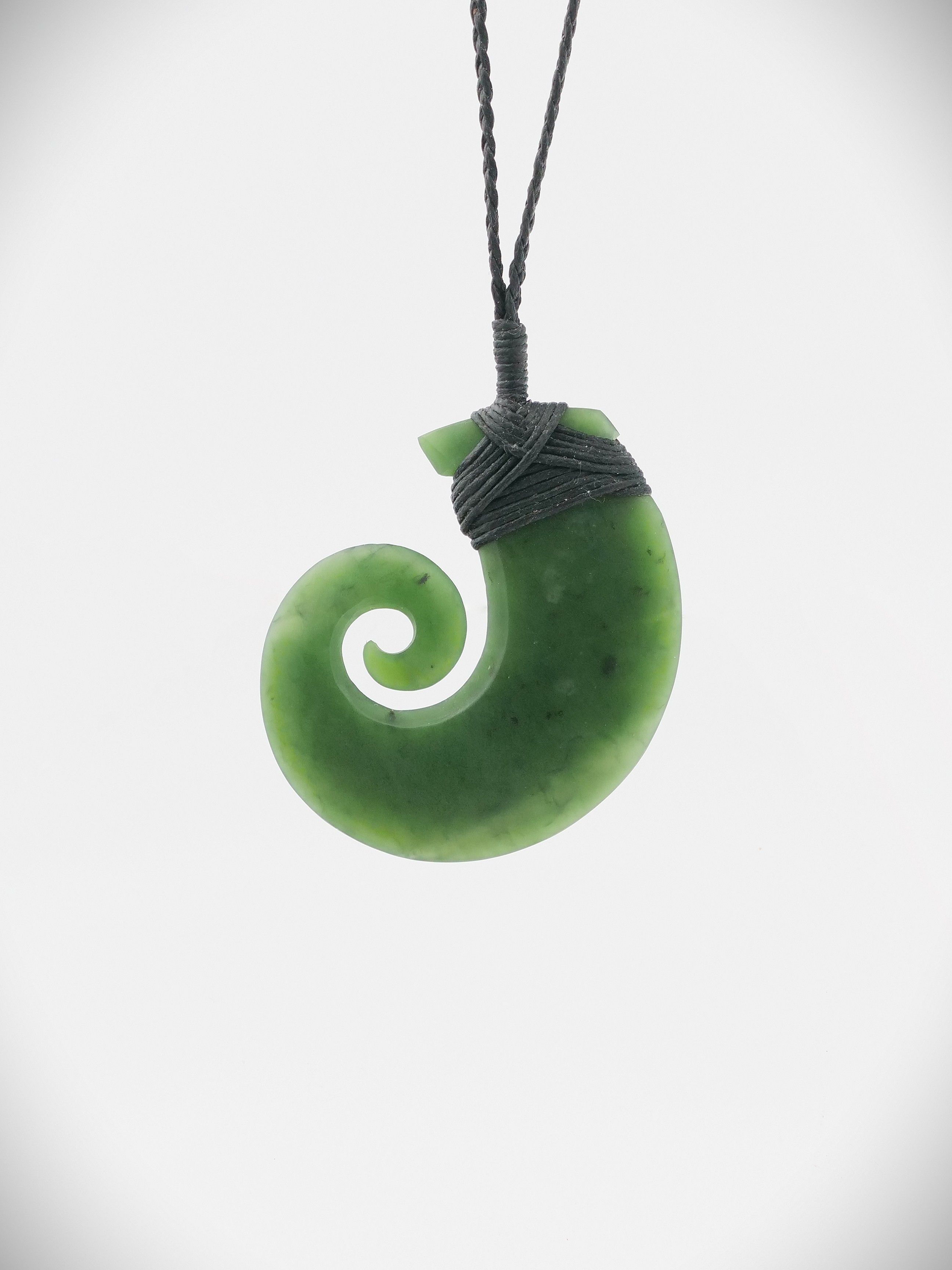 Moko Pounamu Koru NZ Genuine Kawakawa Greenstone - Pirinoa