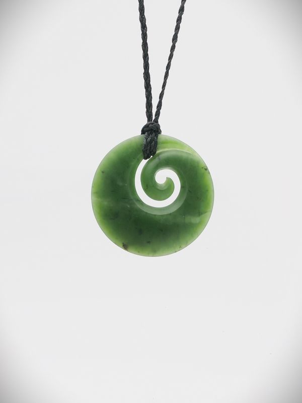 Moko Pounamu Koru NZ Genuine Kawakawa Greenstone - Mangaroa