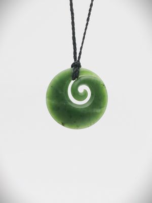 Moko Pounamu Koru NZ Genuine Kawakawa Greenstone - Mangaroa