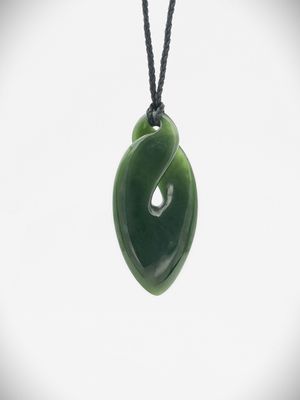 Moko Pounamu Single Pikorua (Twist) NZ Genuine Kawakawa Greenstone -Ruatapu