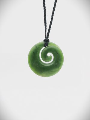 Moko Pounamu Koru NZ Genuine Kawakawa Greenstone - Tane