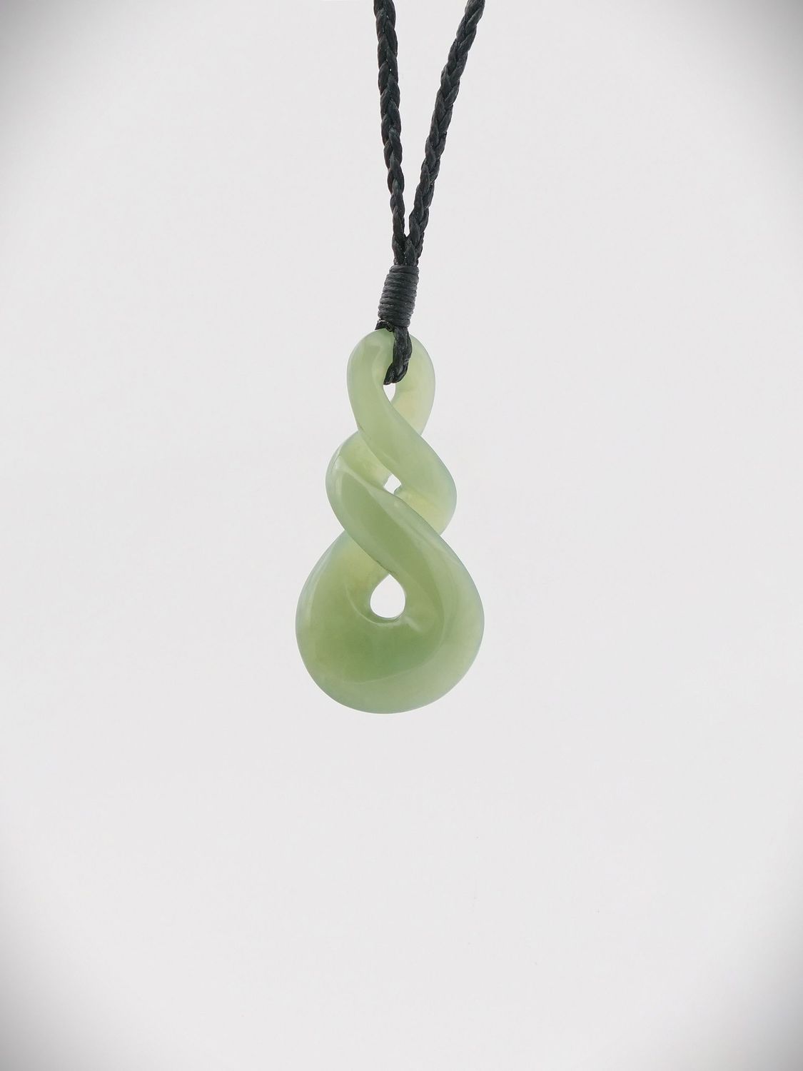 Moko Pounamu Double Pikorua (Twist) NZ Genuine Inanga Greenstone - Tinui