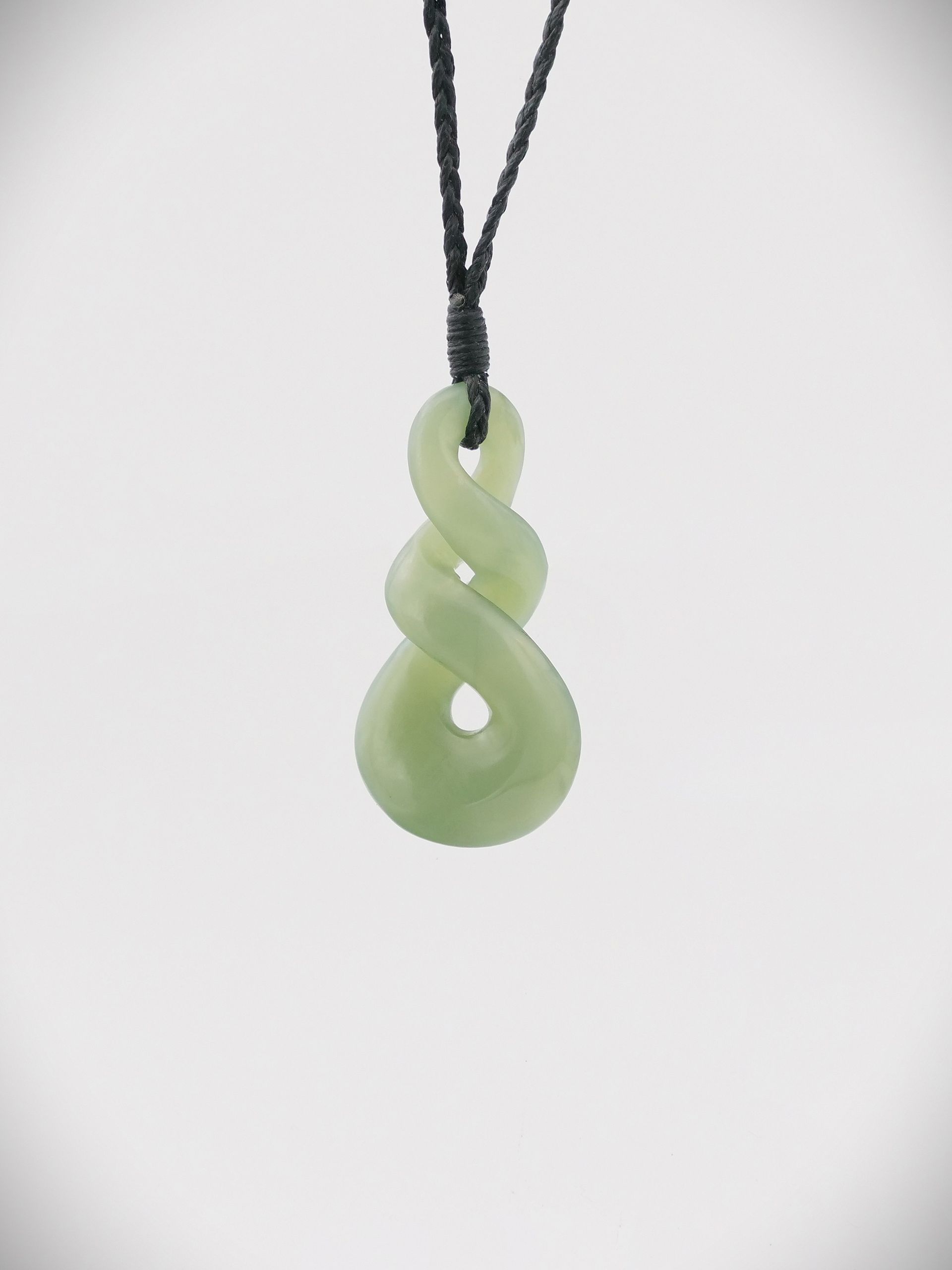 Moko Pounamu Double Pikorua (Twist) NZ Genuine Inanga Greenstone - Tinui