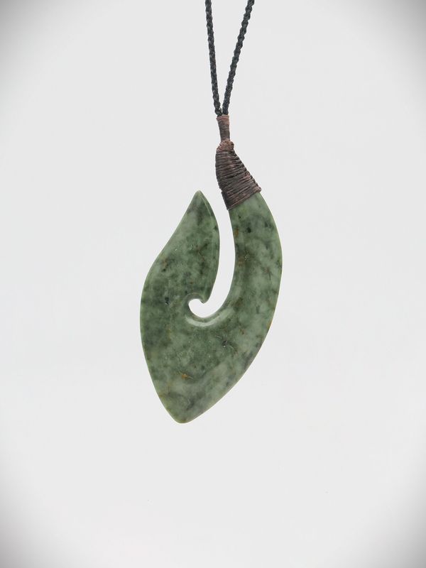 Moko Pounamu Hei Matau (Hook) NZ Genuine Raukaraka Greenstone -Ihuraua