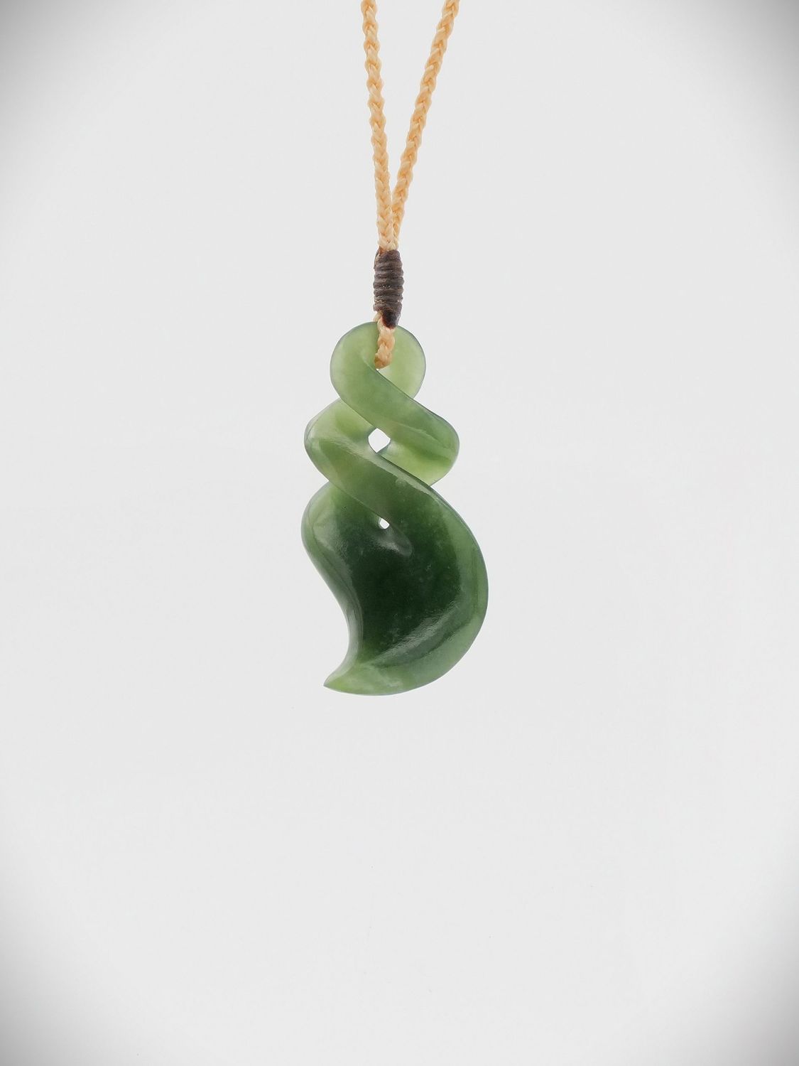 Moko Pounamu Single Pikorua (Twist) NZ Genuine Kahotea Flower Greenstone - Tuturumuri