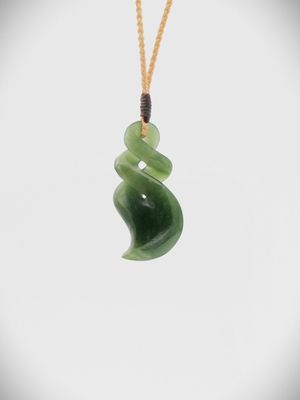 Moko Pounamu Single Pikorua (Twist) NZ Genuine Kahotea Flower Greenstone - Tuturumuri