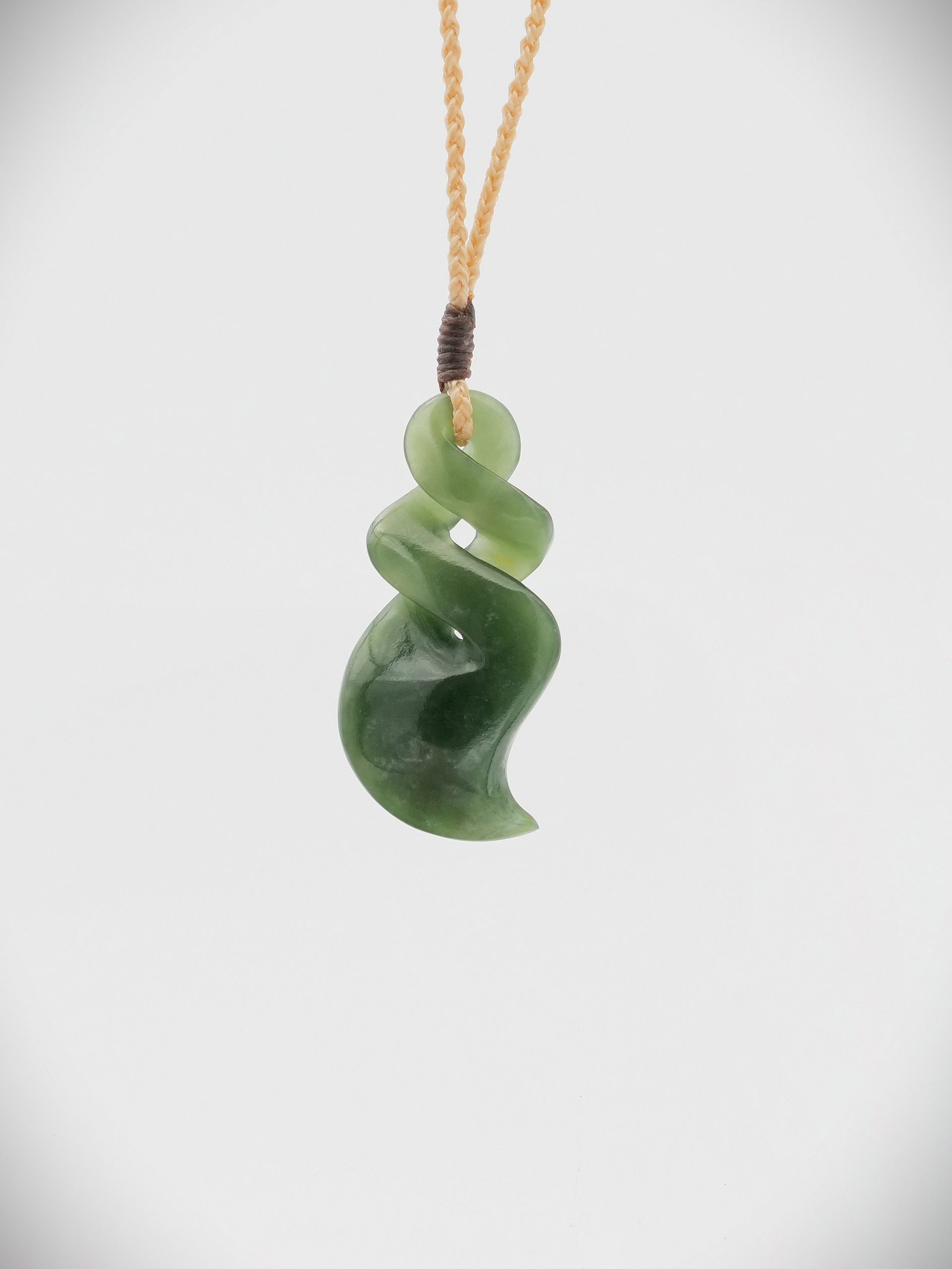 Moko Pounamu Double Pikorua NZ Genuine Kahotea Greenstone - Tuturumuri