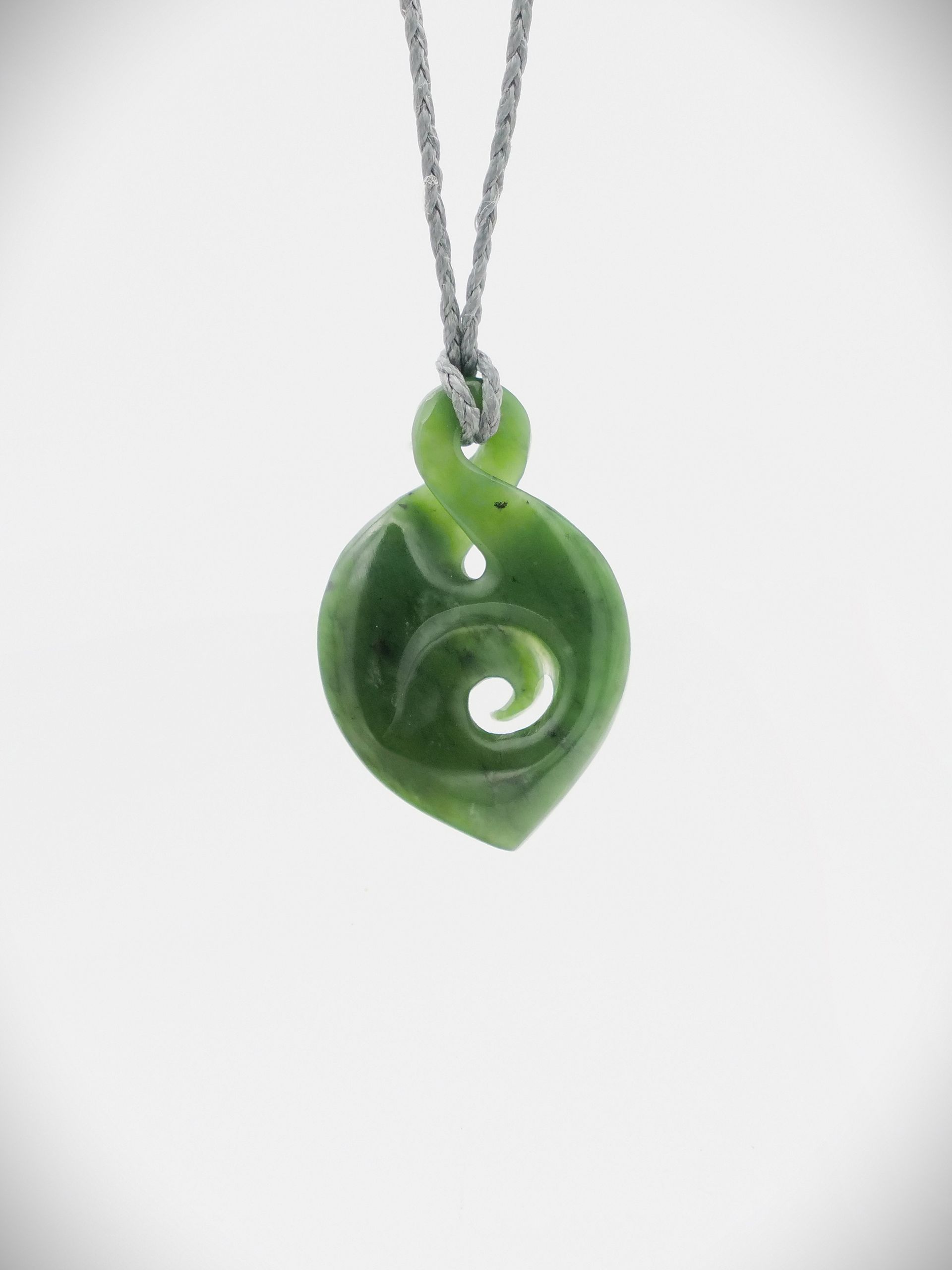 Moko Pounamu Pikorua (Single Twist) Koru Genuine NZ Kawakawa Greenstone - Weraiti