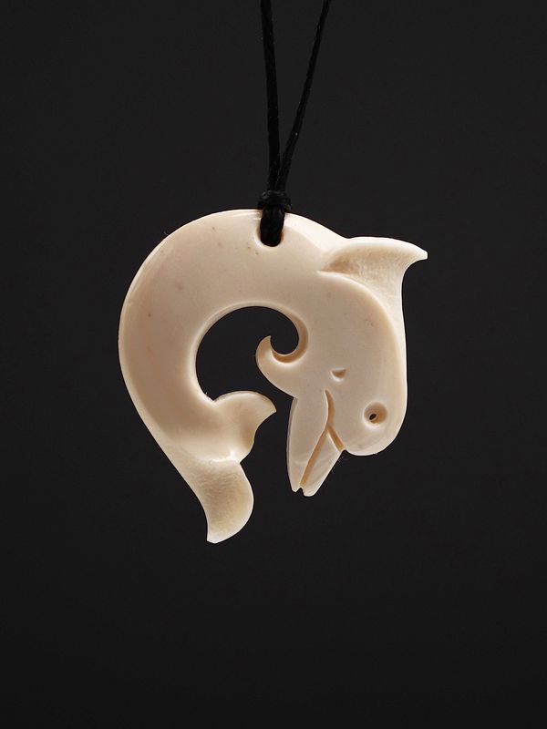 Moko Pounamu Small Dolphin Bone Carving - Pakohe