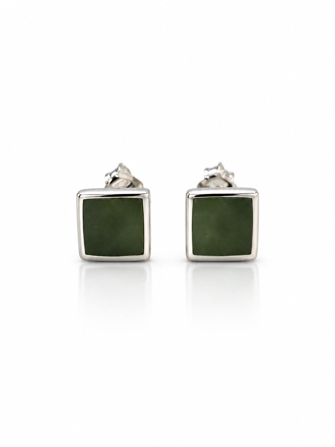 Moko Pounamu NZ Genuine Greenstone and Sterling Silver 5mm Square Stud Earrings - ES1S Moko Pounamu NZ Genuine Greenstone and Sterling Silver 5mm Square Stud Earrings - ES1S
