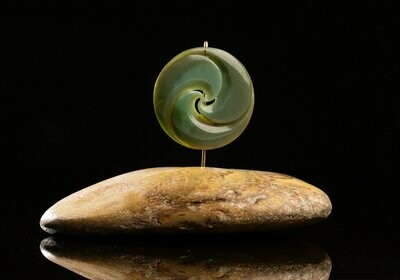 Moko Pounamu Triple Koru Sculpture NZ Genuine Inanga Greenstone - Raurimu Moko Pounamu Triple Koru Sculpture NZ Genuine Inanga Greenstone - Raurimu