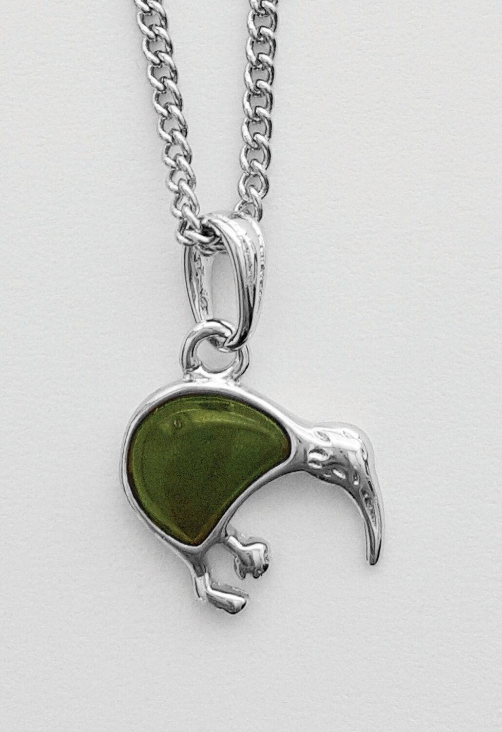 Moko Pounamu Kiwi Genuine NZ Greenstone Sterling Silver Pendant - 67JP Moko Pounamu Kiwi Genuine NZ Greenstone Sterling Silver Pendant - 67JP