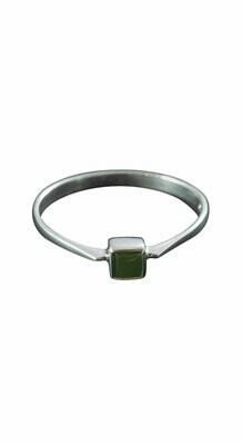 Moko Pounamu NZ Genuine Greenstone and Sterling Silver 3mm Square Stacker Ring - AM4RS Moko Pounamu NZ Genuine Greenstone and Sterling Silver 3mm Square Stacker Ring - AM4RS
