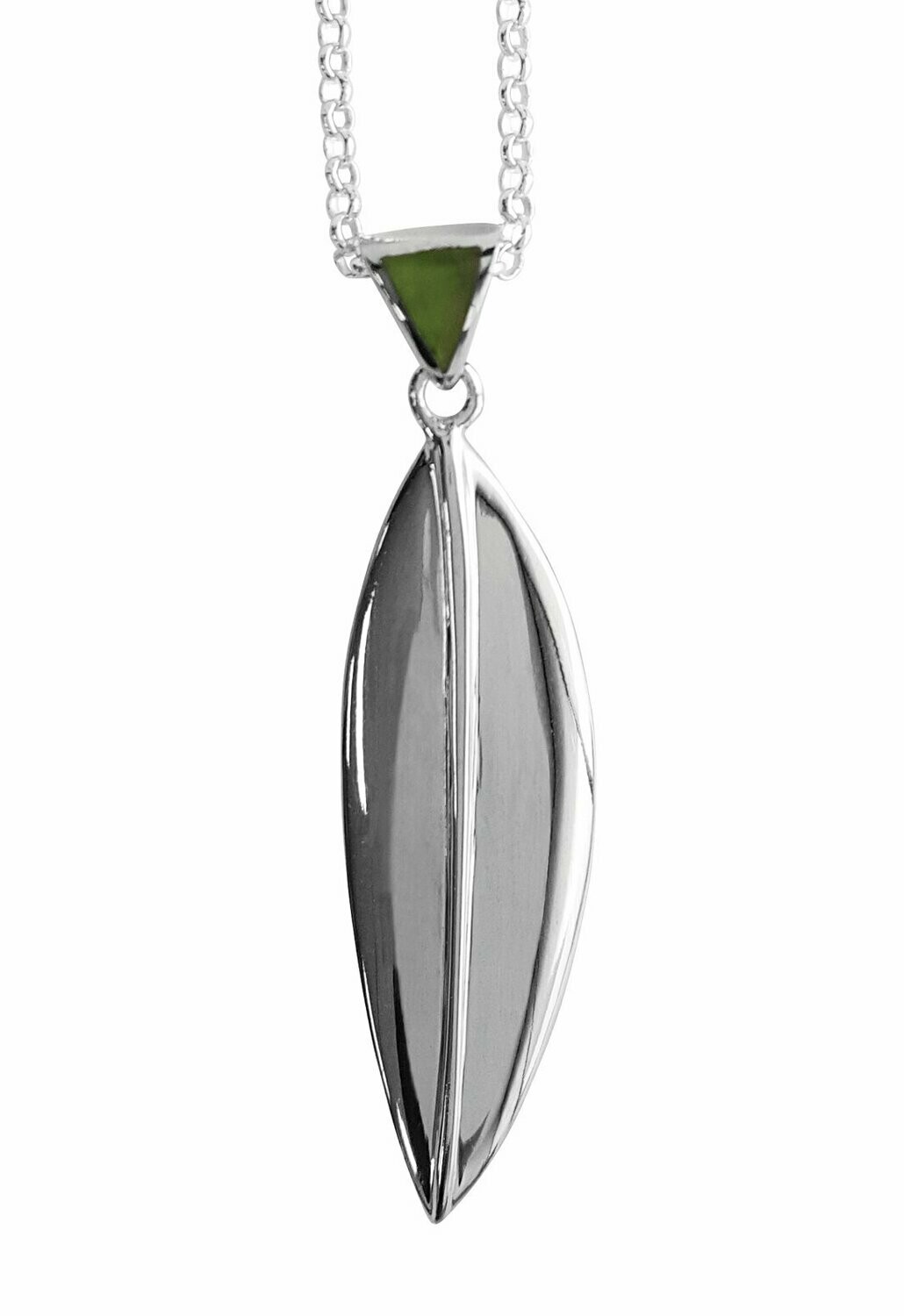 Moko Pounamu Silver Leaf Greenstone & Sterling Silver Pendant - 7F5 SALE Moko Pounamu Silver Leaf Greenstone & Sterling Silver Pendant - 7F5 SALE