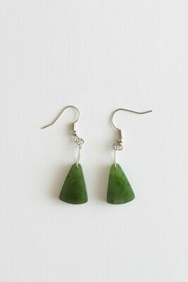 Moko Pounamu Fan NZ Genuine Greenstone and Silver Earrings 00630 Moko Pounamu Fan NZ Genuine Greenstone and Silver Earrings 00630