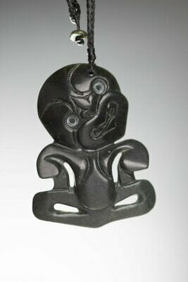 Moko Pounamu Tiki NZ Genuine Kawakawa Greenstone - Whataupoko Moko Pounamu Tiki NZ Genuine Kawakawa Greenstone - Whataupoko