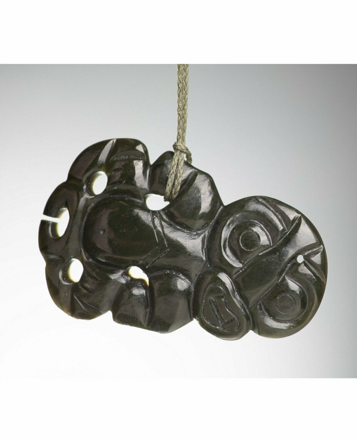 Moko Pounamu Tiki NZ Genuine Kawakawa Greenstone - Te Maro Moko Pounamu Tiki NZ Genuine Kawakawa Greenstone - Te Maro