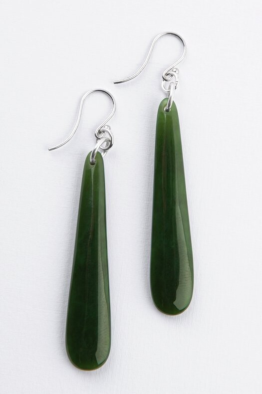 Moko Pounamu Teardrop NZ Genuine Greenstone and Silver Drop Earrings - PD8 Sml Moko Pounamu Teardrop NZ Genuine Greenstone and Silver Drop Earrings - PD8 Sml
