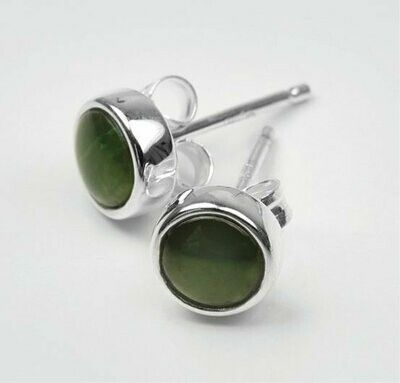 Moko Pounamu Genuine NZ Greenstone & Sterling Silver 5mm Round Stud Earrings - ES2 Moko Pounamu Genuine NZ Greenstone & Sterling Silver 5mm Round Stud Earrings - ES2