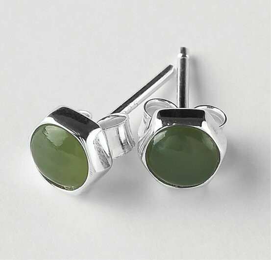 Moko Pounamu NZ Genuine Greenstone and Silver Hex 5mm Stud Earrings - ES16 Moko Pounamu NZ Genuine Greenstone and Silver Hex 5mm Stud Earrings - ES16