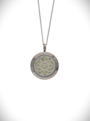 Moko Pounamu Cathedral Window Greenstone and Stainless Steel Locket Pendant Moko Pounamu Cathedral Window Greenstone and Stainless Steel Locket Pendant