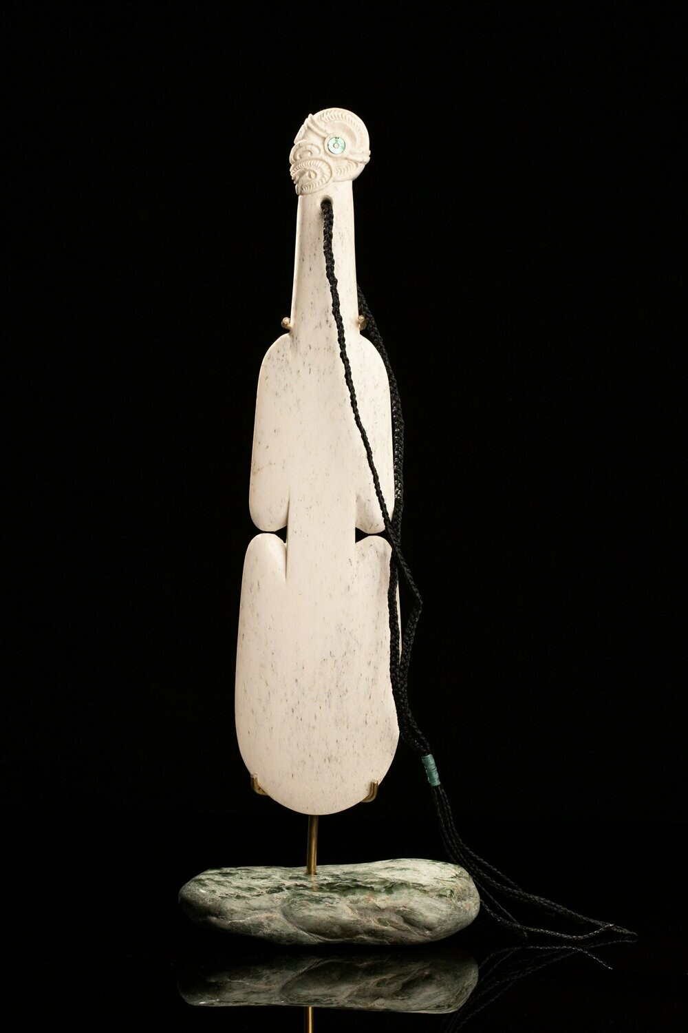 Moko Pounamu Patu NZ Genuine Whale Bone - Omakere Moko Pounamu Patu NZ Genuine Whale Bone - Omakere