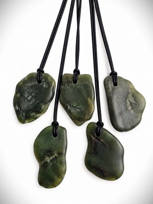 Moko Pounamu NZ Genuine Greenstone Raw Tumbled pendant - Medium Moko Pounamu NZ Genuine Greenstone Raw Tumbled pendant - Medium