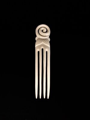 Moko Pounamu Bone Carving Koru Heru (Comb)