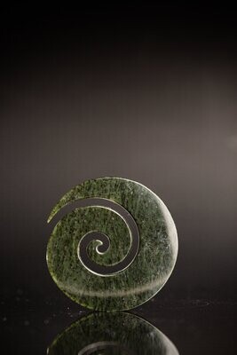 Moko Pounamu Koru Sculpture NZ Genuine Kawakawa Greenstone - Otanerau