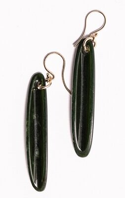 Moko Pounamu NZ Genuine Kawakawa Greenstone & 9ct Gold Waka Earrings 03065 Moko Pounamu NZ Genuine Kawakawa Greenstone & 9ct Gold Waka Earrings 03065