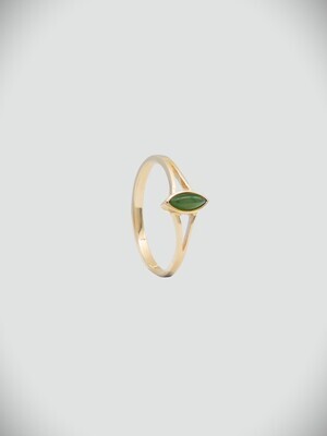 Moko Pounamu Marquise Ring NZ Genuine Greenstone and 9ct Gold - AM5RG Moko Pounamu Marquise Ring NZ Genuine Greenstone and 9ct Gold - AM5RG