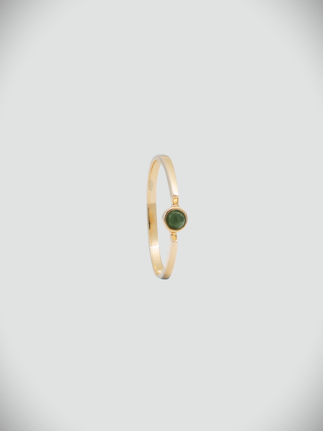 Moko Pounamu 3mm Round NZ Genuine Greenstone and 9ct Gold Stacker Ring - AM3RG