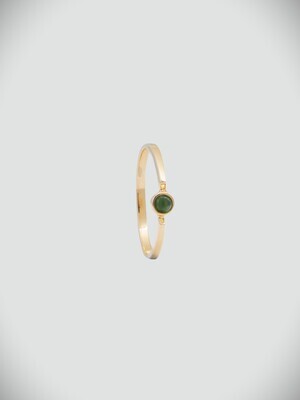 Moko Pounamu 3mm Round NZ Genuine Greenstone and 9ct Gold Stacker Ring - AM3RG
