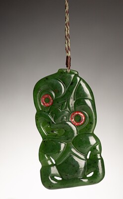 Moko Pounamu Hei Tiki NZ Genuine Kawakawa Greenstone - Wharekahika Moko Pounamu Hei Tiki NZ Genuine Kawakawa Greenstone - Wharekahika