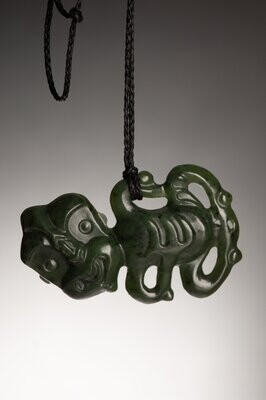 Moko Pounamu Hei Tiki NZ Genuine Kawakawa Greenstone - Motungarara