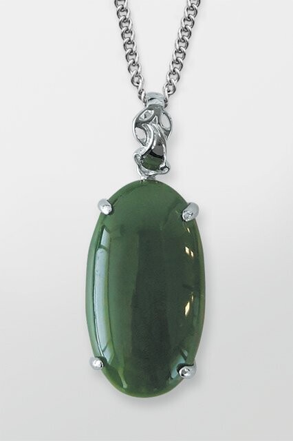 Moko Pounamu Greenstone and Sterling Silver Pendant - CS1628OV - SALE Moko Pounamu Greenstone and Sterling Silver Pendant - CS1628OV - SALE