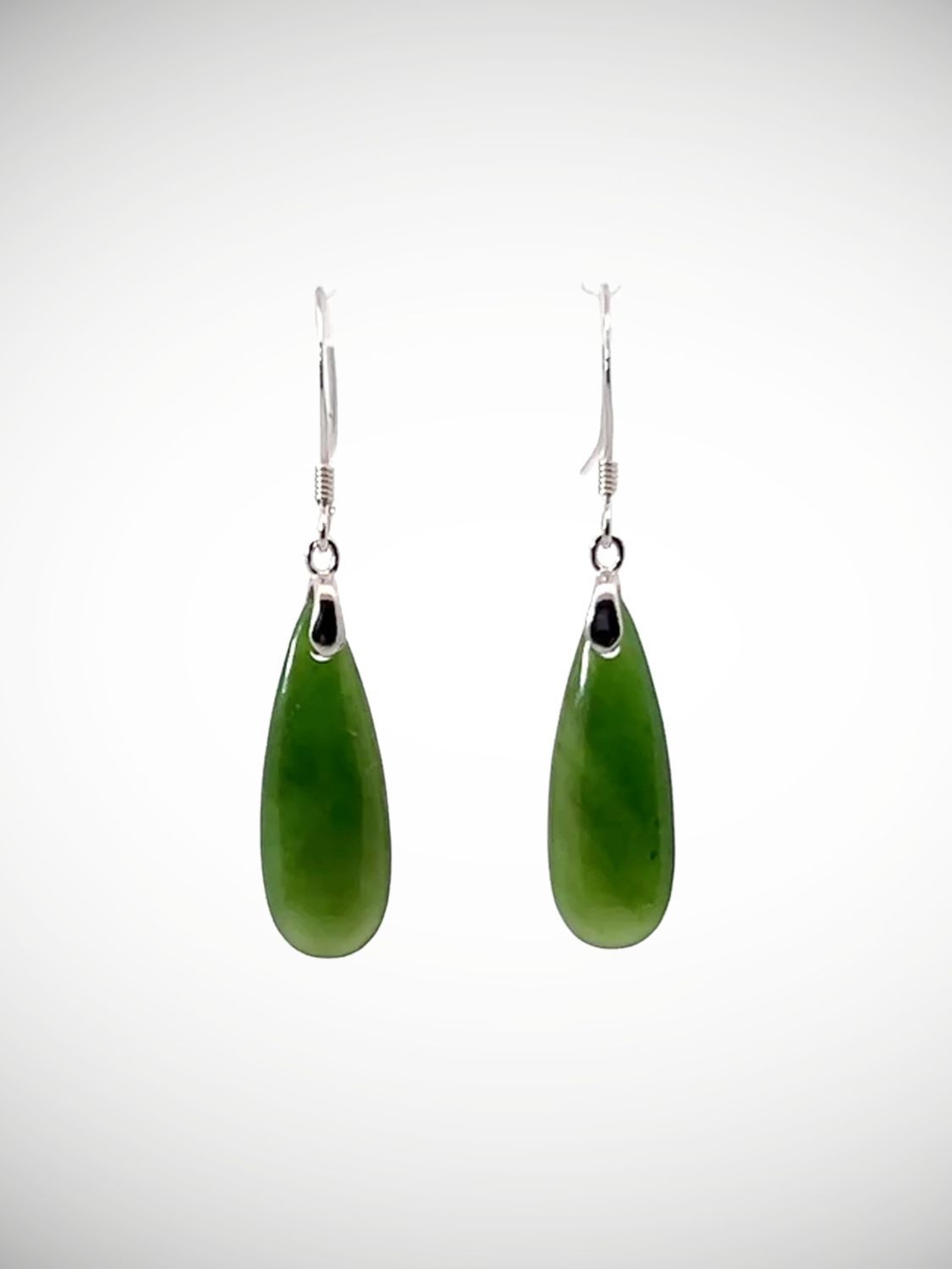 Moko Pounamu NZ Genuine Greenstone and Silver Teardrop Earrings - TDE